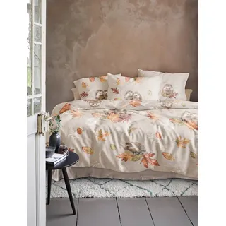 IRISETTE Panda 8784 Blätter Baumwolle Beige 135 x 200 cm + 80 x 80 cm