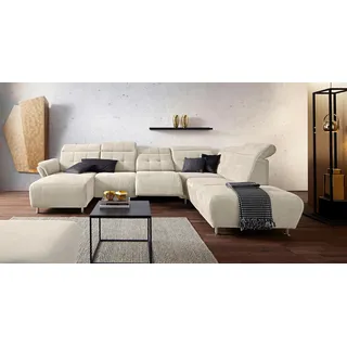 Places of Style Wohnlandschaft »Manhattan U-Form«, 2 Sitze mit elektrischer Relaxfunktion, verstellbare Armlehnen, beige