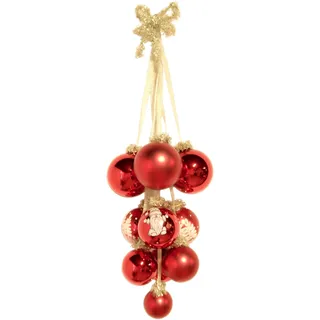 Christbaumschmuck KREBS GLAS LAUSCHA "Glaskugel-Gehänge", rot, B:9cm H:35cm T:22cm, Glas, Weihnachtsbaumschmuck, Christbaumschmuck, Christbaumschmuck aus Glas, handgefertigt, Glaskugel Gehänge