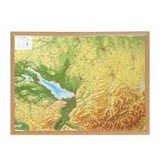 Georelief 3D Reliefkarte Allgäu Bodensee mit Holzrahmen - Gr. groß - One Size
