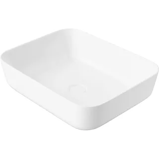 Eridanus Rechteckiges Aufsatzwaschbecken, Quadratisches Badezimmer-Gefäß-Waschbecken, Keramik Becken für WC, Garderobe, Waschtisch, Weiß glänzend – 500 x 390 x 140