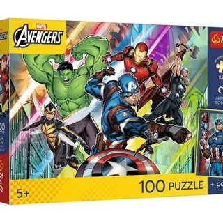 Trefl - Marvel The Avengers, Kraft und Macht – 100 Teile – Puzzle mit Märchenfiguren, inklusive Sammlerposter, für Kinder ab 5 Jahren