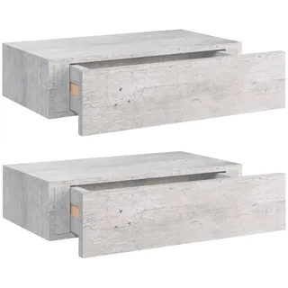 SYFAXTM Wandregale mit Schubladen 2 Stk. Betongrau 40x23,5x10 cm MDF - Grau