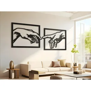 VAILLA Line Art Wanddeko Holz 3D – Wall Art Wandbild Wohnzimmer Büro Flur | MDF Sperrholz, Lasergeschnitten, Gesichter Linienkunst, 5 Größen, Schwarz Silber, personalisierbar, Eingang Esszimmer Büro