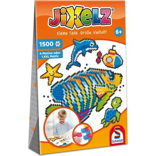 Schmidt Spiele Jixelz Unterwasserwelt, Mini-Puzzle, Kinderpuzzle, 1500 Teile, 1 großes oder 4 kleine Motive, 46117