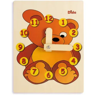 Dida - Lernuhr Für Kinder - Bär - Spielerisch Die Uhrzeit Lernen, Eine Kinderlernuhr Aus Holz Für Den Kindergarten, Die Vorschule Und Zu Hause