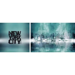 queence Leinwandbild »New York City« Abstrakte   Kunst   Modern   New York   Schriftzug   Schriftzüge   Spa   Spa Bilder   Sprüche   Sprüche & Texte Set, Premium-Leinwandstoff, Handarbeit aus Deutschland, Spruch, 2er Set, bunt