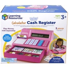 Learning Resources Pretend & Play Spielkasse mit Rechenfunktion in Pink, Kaufladen-Kasse für Kinder, Spielzeugkasse für Spielszenarien, ab 3 Jahren
