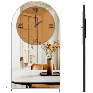 Lange rechteckige Wanduhr, elegantes braun getöntes Glas, geräuschloses Quarzwerk, 90x50x3,5cm - Braun, Silber