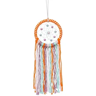 Moses Moses. Nachtleuchtender Traumfänger – Glow-in-The-Dark-Deko zum Aufhängen, Dreamcatcher mit nachtleuchtenden Fäden, Ø 10 cm, Länge: 26 cm, Orange