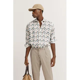 bugatti Langarmhemd mit Print, weiß