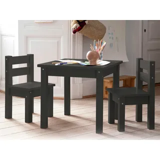 Hoppekids Kindersitzgruppe MADS 1 Tisch, 2 Stühle Kiefer lackiert grau