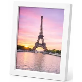 Abio Bilderrahmen MDF Acrylglas Fotorahmen Frame Posterrahmen für Fotos Bilder Poster Rustikal Vintage Retro (MDF, Weiß, 50x70 cm)
