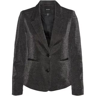 VERO MODA Damen VMSHALI LS Fitted Shiny Blazer, Black/Detail:Silver Lurex, 38