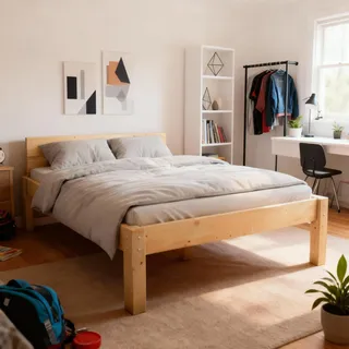 TUGA-Holztech Pfostenbett (Fichte) "Daybett" Massivholz 140 x 200 Höhe 48 - Naturbelassen