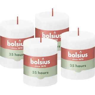 Bolsius Rustik Stumpenkerzen 8 cm 4 St. weiß