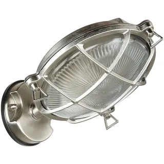 Wandleuchte Außenlampe Maritim Messing Riffelglas IP64 E27 massiv Haus Garten
