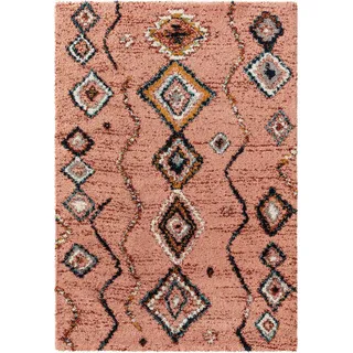 benuta nest Hochflorteppich, Rosa, Textil, Rauten, Rechteckig, 120x170 cm Oeko-Tex® Standard 100, wasserabweisend, Teppiche , Böden, Teppiche, Hochflorteppiche , Shaggys