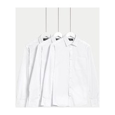 Mens M&S Collection 3er-Pack schmal geschnittene, bügelleichte Langarmhemden - White, White, 15.5L