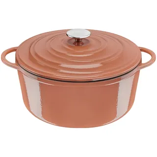 Tefal LOV Emaillierter Gusseisen-Bräter mit Deckel, 29 cm, 7,4 l, Dutch Oven, alle Herdarten, Gusseisentopf, Kochtöpfe, spülmaschinengeeignet, Terrakotta, E2600504