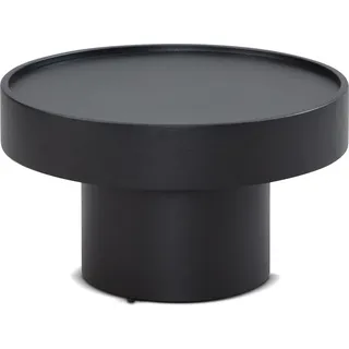 FineBuy Design Couchtisch rund 60 cm Metall schwarz - Handgefertigter Aluminium Wohnzimmertisch in Pilz Form - Moderner Alu Sofatisch - Beistelltisch - Schwarz