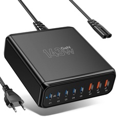 USB C Ladegerät, 143W 8-Port USB C Netzteil Mehrfach Ladestation mit 5 Typ-C und 3 USB A, Schnellladegerät USB C Charger Power für i Pad, iPhone15 14 13 Pro Max und Samsung Android Handys