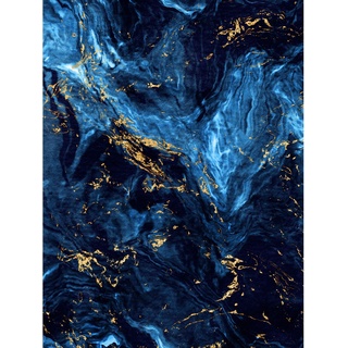 Abstract Dark Blue Gold Swirl Large Wall Art Print Canvas Premium Poster Abstrakt Blau Wand