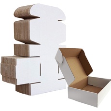 HORLIMER 25 Stück Versandkarton Klein Karton Box, 178x127x51mm Verpackungskartons mit Deckel für Warensendung, Geschenkbox, Faltkarton, Postkarton(Weiß)