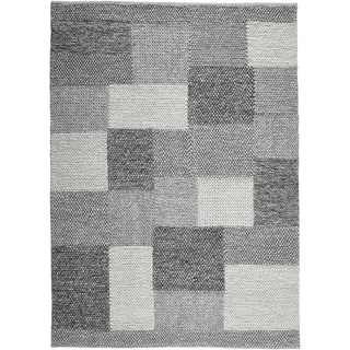 Linea Natura Handwebteppich , Grau, Dunkelgrau , Textil , rechteckig , 130x190 cm , Teppiche und Böden, Teppiche, Schafwollteppiche