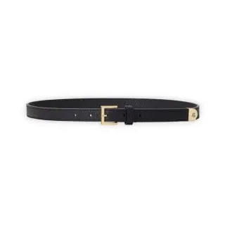 Lauren Ralph Lauren für Damen. 412912036002 Schmaler Gürtel aus schwarzem genarbtem Leder (S), Lässig