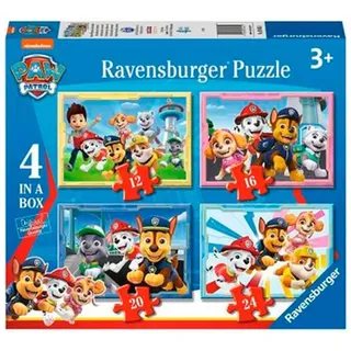 Ravensburger - Puzzle Paw Patrol B, Kollektion 4 in a Box, 4 Puzzles mit 12-16-20-24 Teilen, Empfohlenes Alter 3+ Jahre