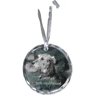 Irischer Wolfshund, Irish Wolfhound - Kristallkugel mit Foto, Hundebild im Kristall, personalisierter Christbaumschmuck von Art-Dog.