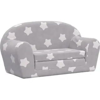vidaXL Kinder-Schlafsofa 2-Sitzer Hellgrau mit Sternen Weicher Plüsch - Grau