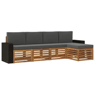 vidaXL Outdoor-Sofagarnitur mit Kissen 5 pcs Natur und Anthrazit - Braun