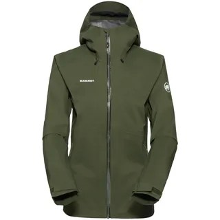 Mammut Outdoor Hardshell Hooded Jacket Women | Damen Jacke für Outdoor, Wasserdicht & Atmungsaktiv, Wanderjacke, Funktionsjacke, Hardshelljacke, Wassersäule 20.000 mm | Dark Marsh, XL