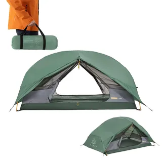 KADVA Ultraleichtes & Wetterfestes Trekkingzelt - 2-Personen Zelt - Robustes Ripstop Material - Kompakt in Grün - Für Backpacking & Camping