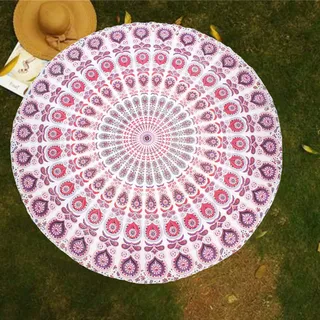 raajsee Strandtuch, rund, Hippie, Boho, Stranddecke, Mandala, indische Baumwolle, Überwurf, runde Tischdecke, Heimdekoration, Indie-Teppich, Yoga-Matte, Meditation, Picknick-Teppich, 178 cm, Kreis