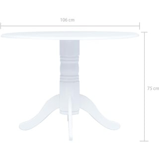 vidaXL Esstisch Weiß 106 cm Massivholz Gummibaum