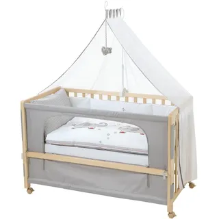 Roba Babybett Jumbo twins grau 5er-Set 60 x 120 cm , Holzwerkstoff , 60x120 cm , Babymöbel & Kindermöbel, Babyzimmer, Babybetten, Beistellbetten