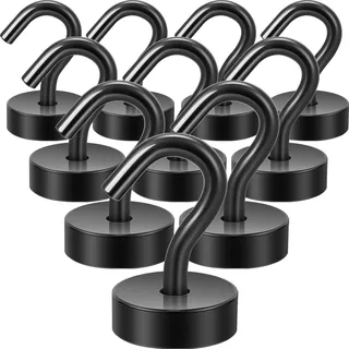 Neosmuk Magnethaken, 12 kg Hochleistungs-Erdmagnete, Schwarz, 10er-Pack | Extra starke Haken für Kühlschrank, Kreuzfahrt und vielseitiges Aufhängen