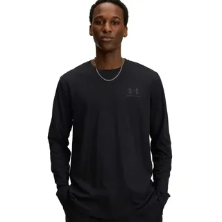 Under Armour Sportstyle Left Chest Kurzarmshirt, weiches Sportshirt mit Logo und Rundhals, schnelltrocknendes Funktionsshirt aus Baumwollmix,Black / / Pitch Gray,LG