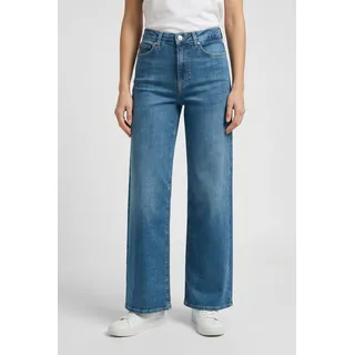 High-waist-Jeans ONLY "ONLMADISON BLUSH HW WIDE DNM CRO665", Damen, Gr. L (40), Länge 32, light medium blau denim, Denim/Jeans, Obermaterial: 82% Baumwolle, 16% Polyester, 2% Elasthan, unifarben, lang, Jeans High-waist-Jeans