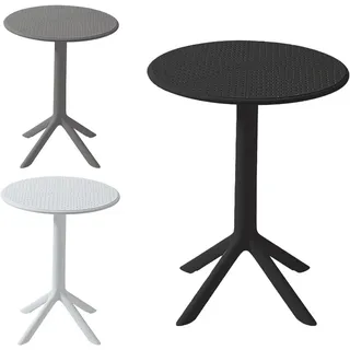 VORTIVO Gartentisch Ø60 cm rund, schwarz, wetterfest & stabil – kleiner Balkontisch aus Kunststoff (PP), 76 cm hoch, ideal für Garten & Terrasse. - Schwarz