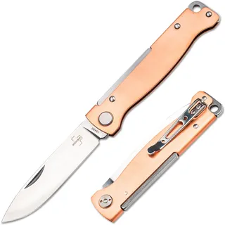 BÖKER PLUS Atlas Messer - kleines Slipjoint Taschenmesser - Klappmesser mit Metall Griff - EDC Vollmetall-Messer - Vintage Sandvik Knife