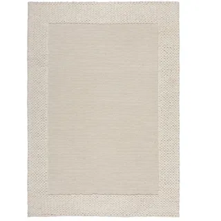 Wollteppich , Creme , Textil , Bordüre , rechteckig , 200x290 cm , Reach, AZO-frei, Handmade in India , für Fußbodenheizung geeignet, pflegeleicht , Teppiche und Böden, Teppiche, Schafwollteppiche