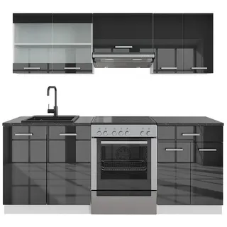 Vicco Küchenzeile R-Line 200 cm Anthrazit Hochglanz/Weiß