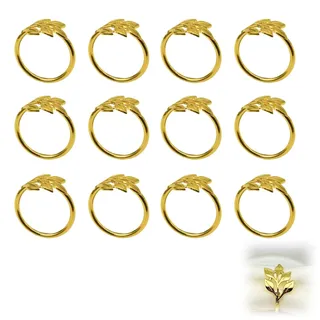 Serviettenringe Gold, 12 Stück Elegante Metall Serviettenring, Serviettenschnallen Blätter, Perfekt für Hochzeiten, Weihnachten, Jubiläen und Festliche Tischdekorationen, Langlebig und Wiederverwendb