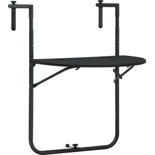 The Living Store Balkonhängetisch Schwarz 60x64x83,5 cm Kunststoff Rattanoptik - Schwarz