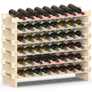 BAKAJI Weinregal aus Holz mit 48 Fächern für Weinflaschen, Champagner, Flaschenhalter für den Boden, Keller Ecke Bar für Wohnzimmer, Küche, Bistro, Restaurant 90 x 30 x 81 cm