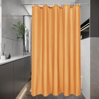 EurCross Duschvorhang 120 x 200 Schmaler Textil Stoff Wasserdicht Duschvorhänge, Orange Klein Antischimmel Waschbar Badevorhang mit 8 Ringen